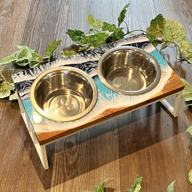 M/L Slanted Ocean Pet Bowl