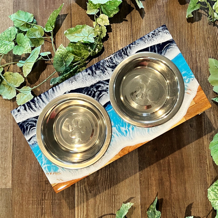 M/L Slanted Ocean Pet Bowl