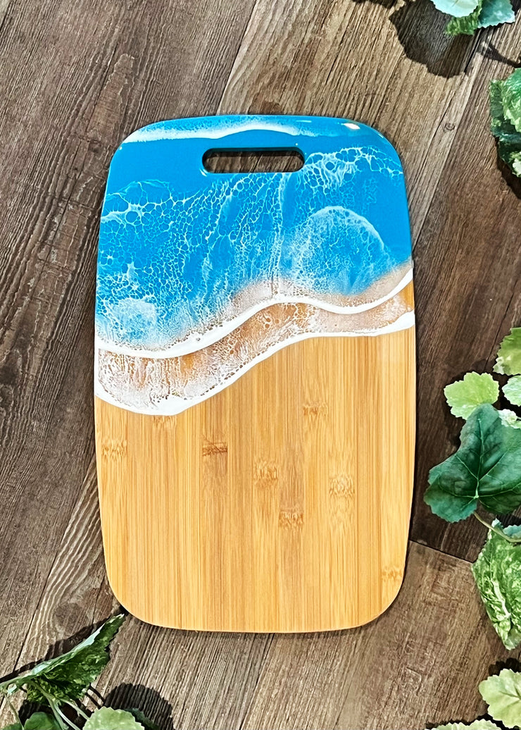 Turquoise Oval Bamboo Board