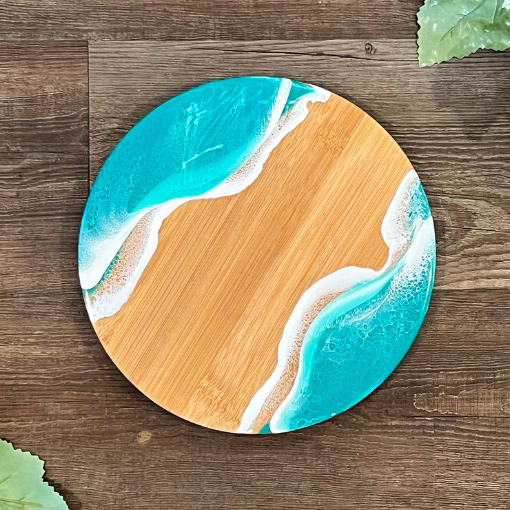 Green Teal Wave Small Lazy Susan
