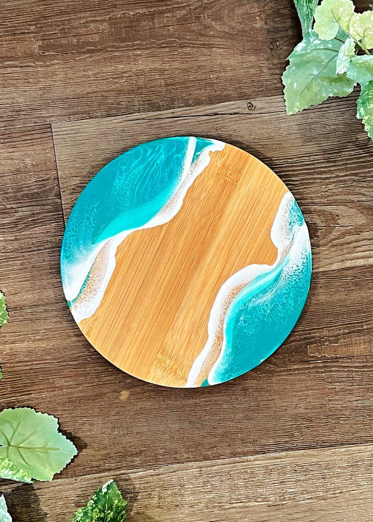 Green Teal Wave Small Lazy Susan
